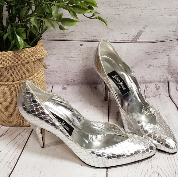 Neiman Marcus Silver Heels - Picture 2 of 8